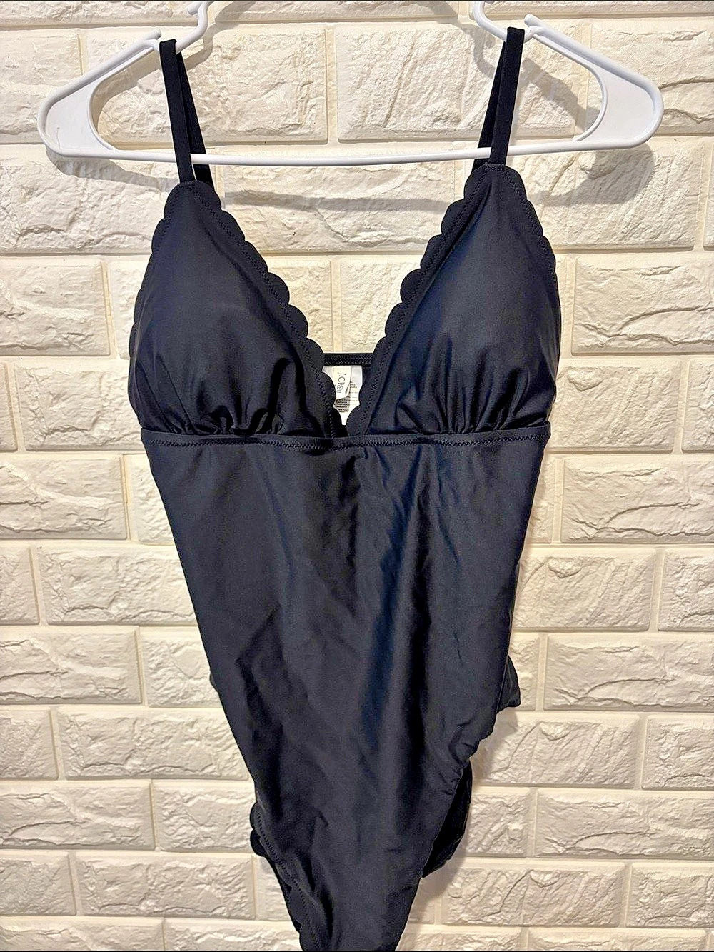 J.Crew Scalloped One-Piece Swimsuit Black Medium